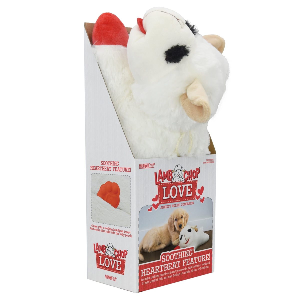 Multipet Lamb Chop Love with Heartbeat Calming Dog Toy