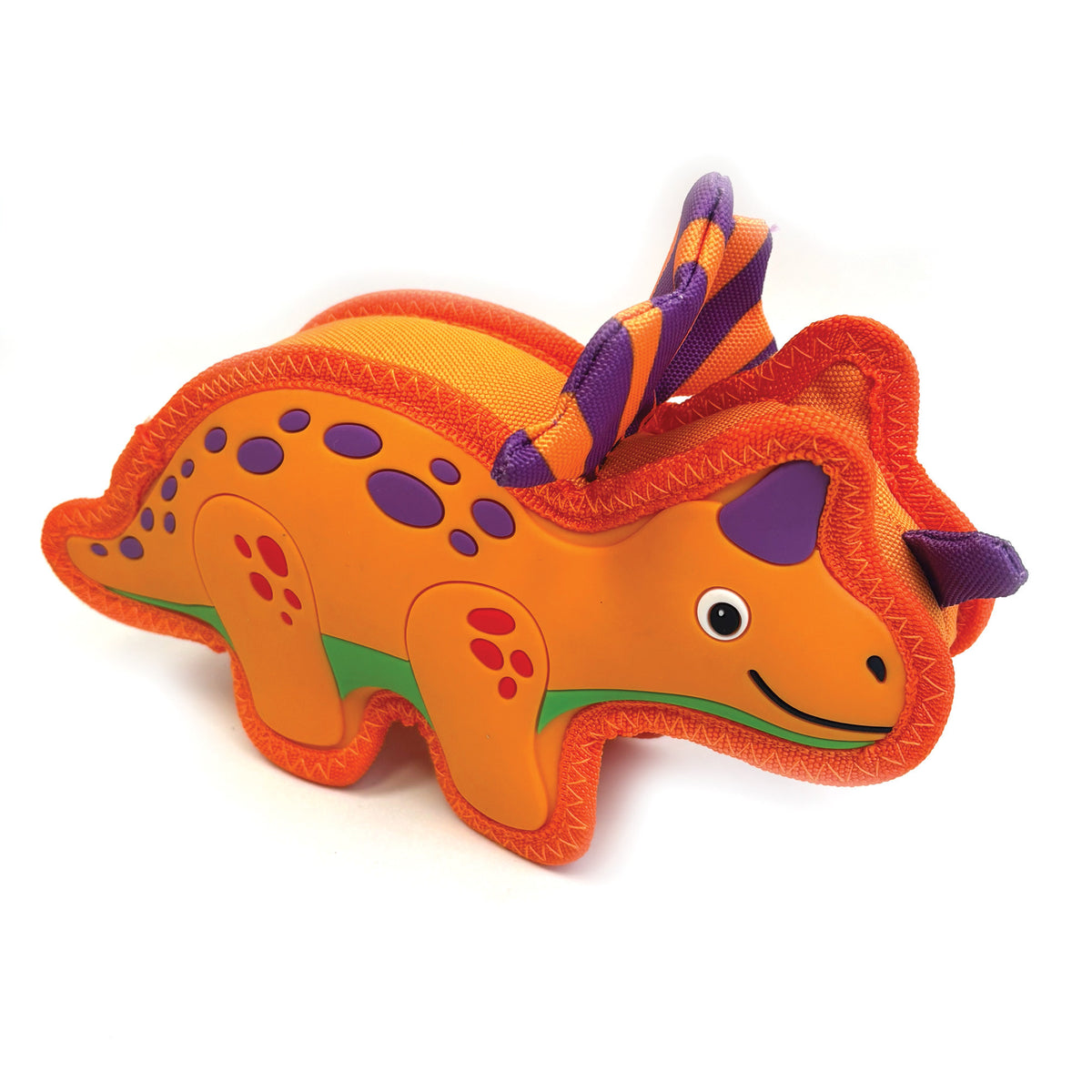 Happy Pet TPR Dinosaur Dog Toy - Amber Triceratops