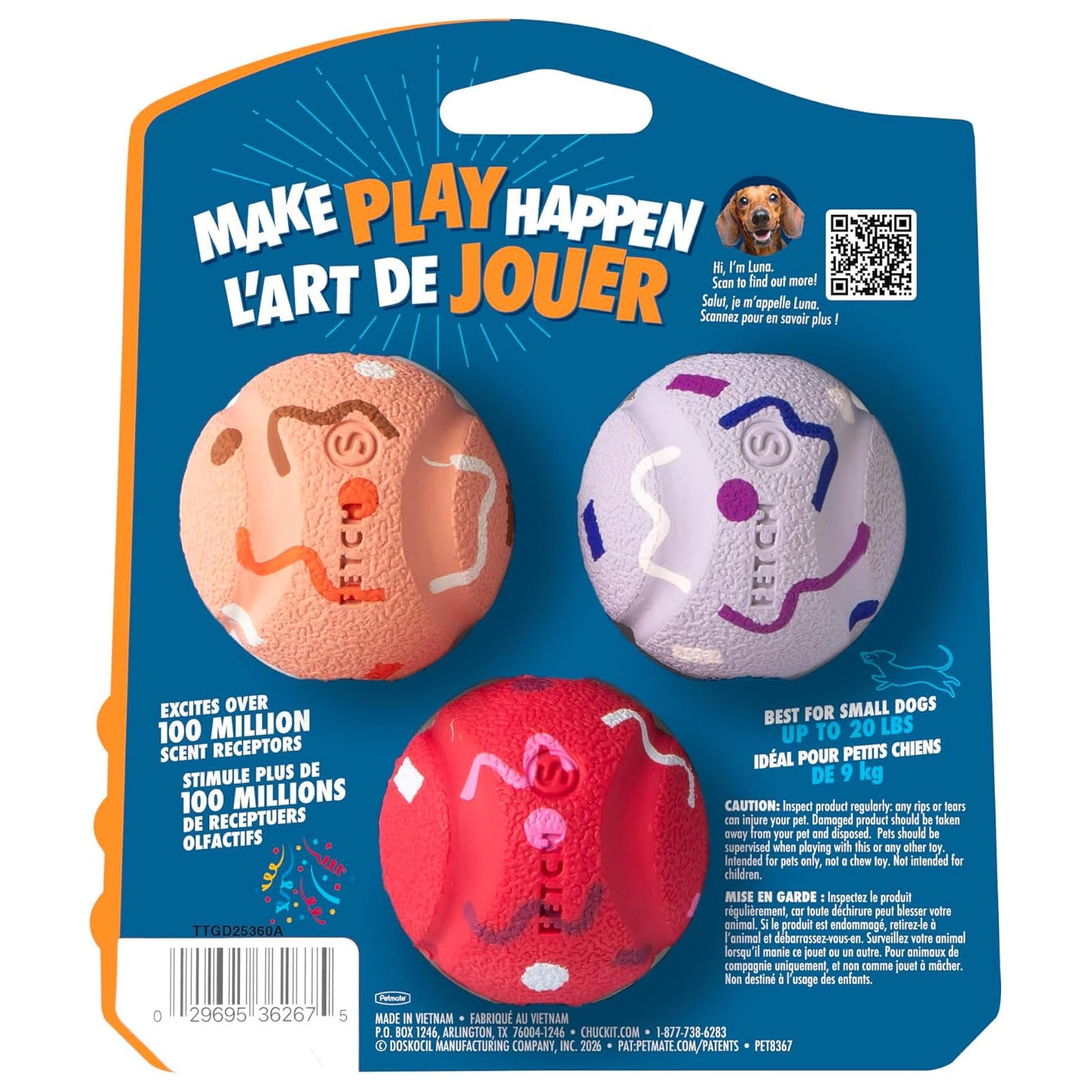 Chuckit! Birthday Ball Medium 3 Pack – High Bounce Fetch Dog Toy