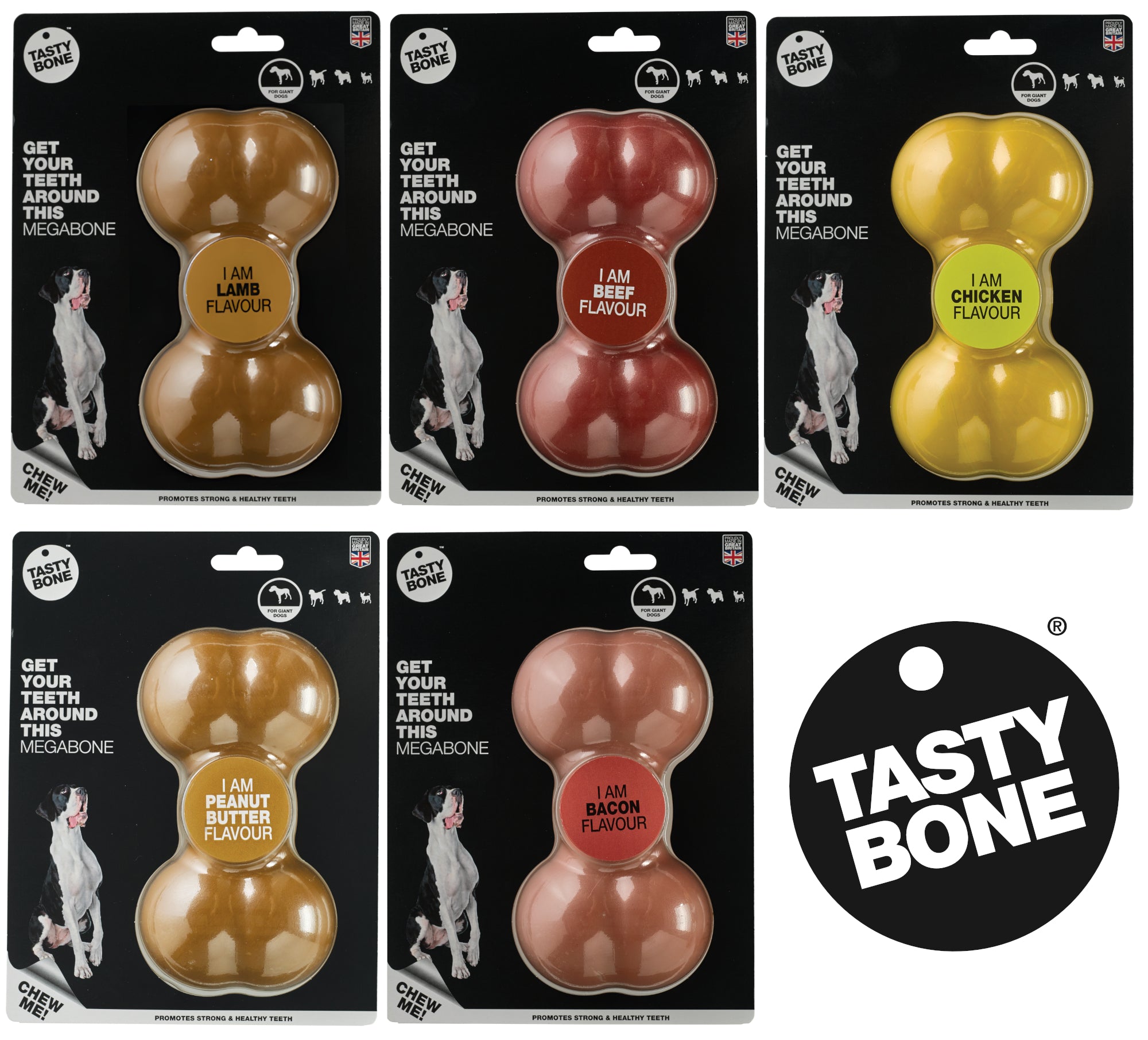 TastyBone Super Tough Nylon Dog Chews for MEGA Dogs 5 Flavours