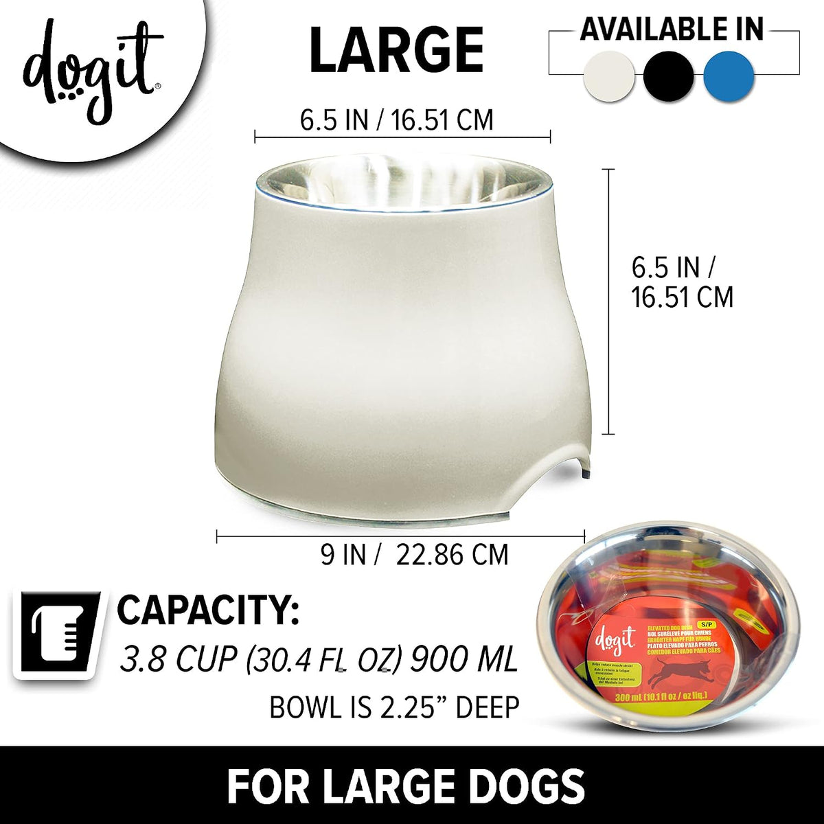 Dogit Elevated Dog Dish Bowl White Large 900ml