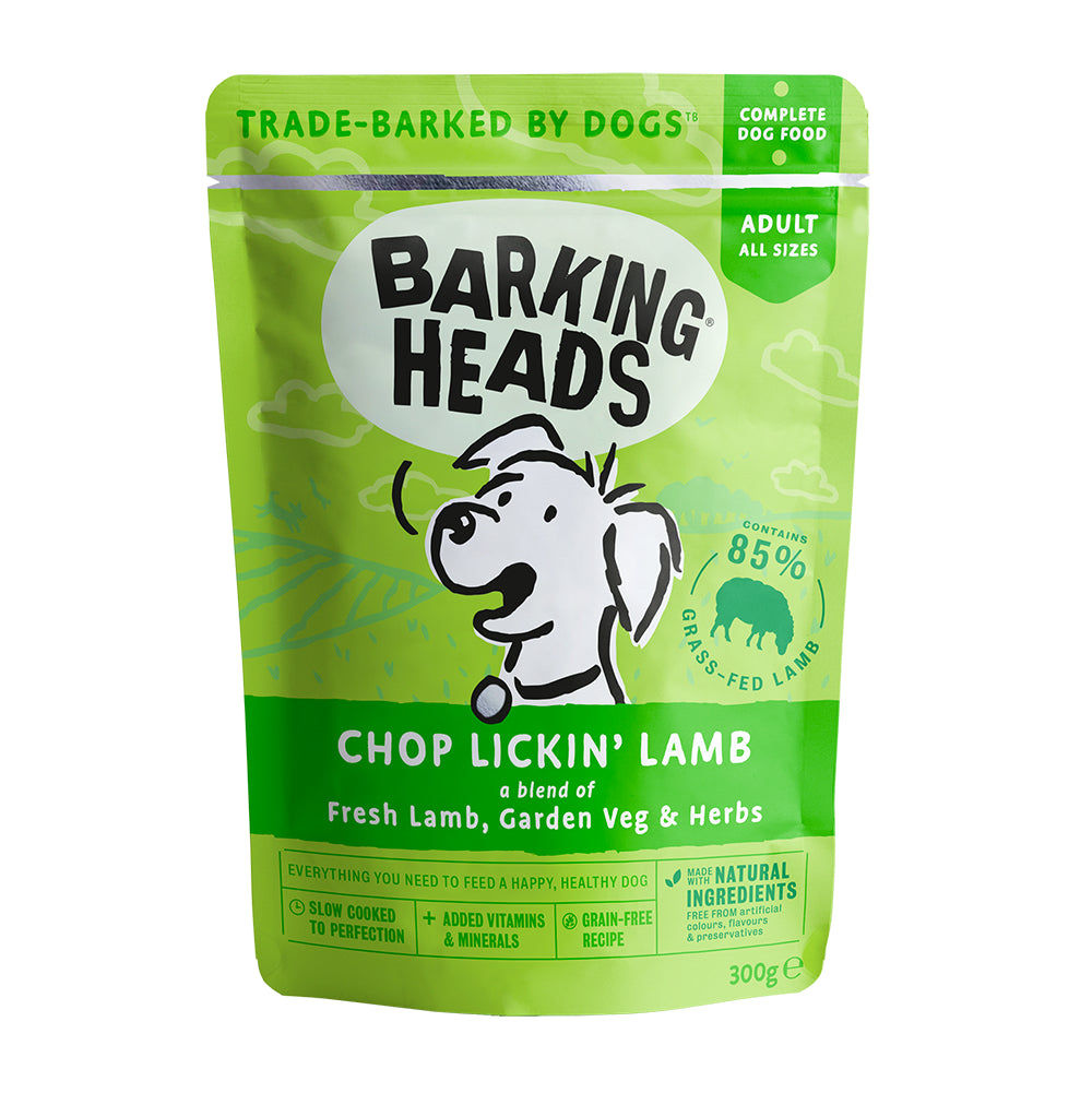 Barking Heads Dog Food Wet Pouches Chop Lickin Lamb 300g