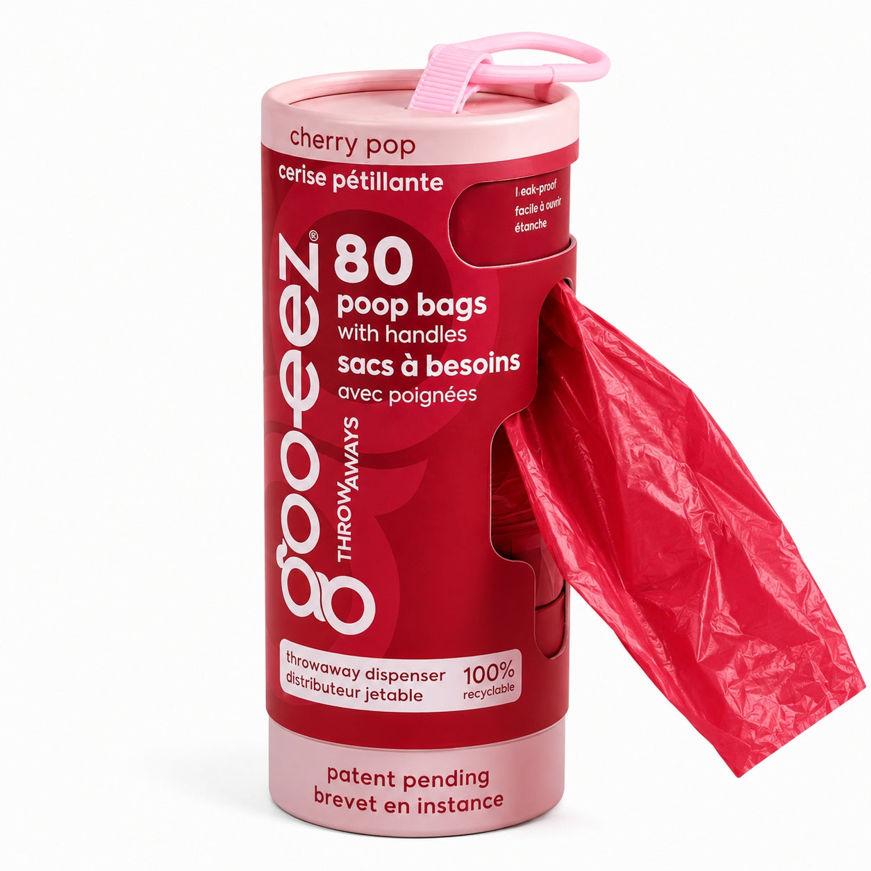 Goo-eez Dog Poo Bag Dispenser - Cherry Pop (80 Bags)