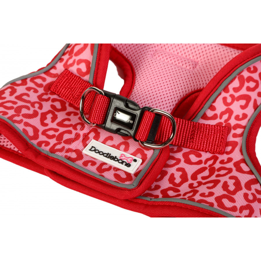 Doodlebone Originals Snappy Dog Harness Ruby Leopard 7 Sizes