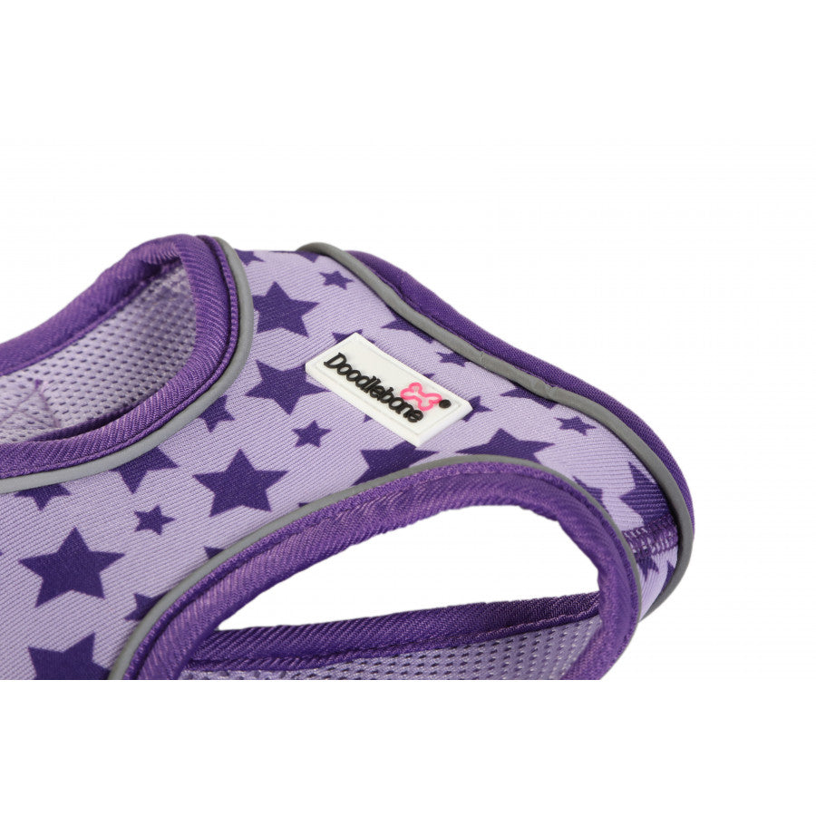 Doodlebone Originals Snappy Dog Harness Violet Stars 7 Sizes