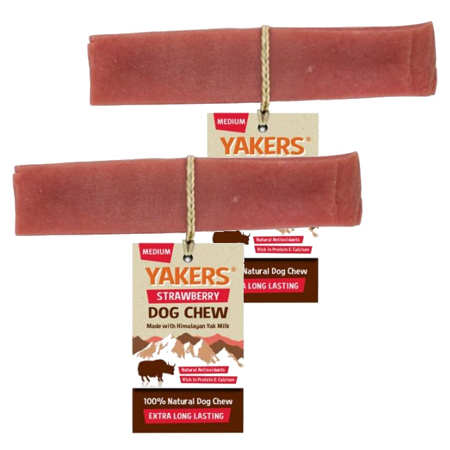 Yakers Natural Himalayan Yak Milk Dog Chew Strawberry Flavour Medium