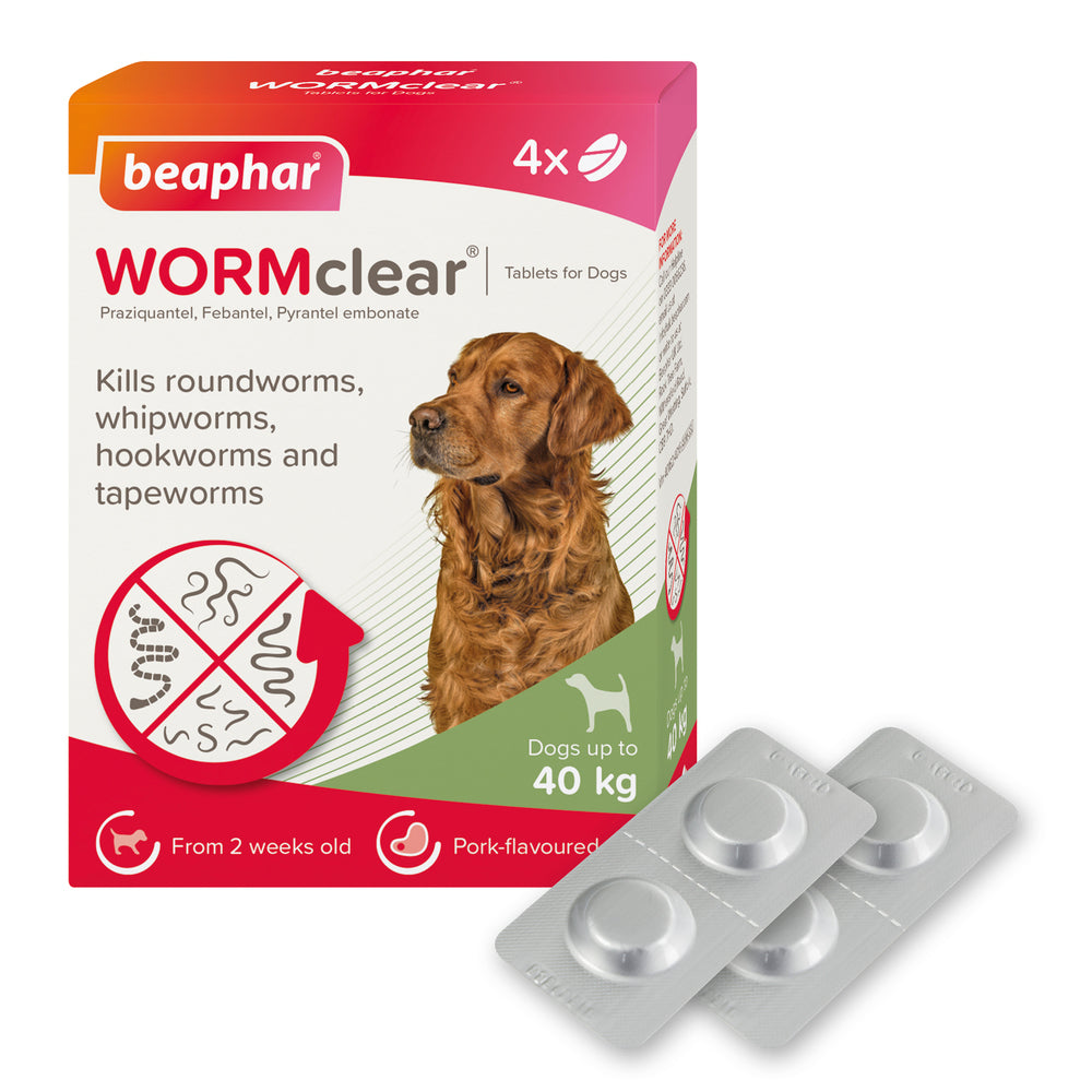 Beaphar WORMclear for Large Dogs up to 40kg Worming Tablets x 4