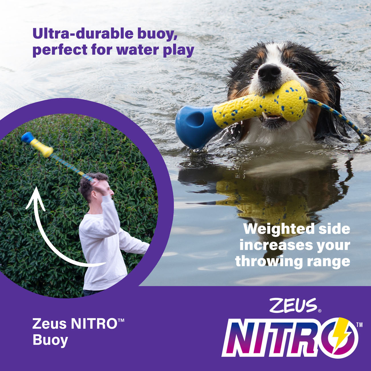 Zeus NITRO Weighted Buoy w Rope Dog Toy