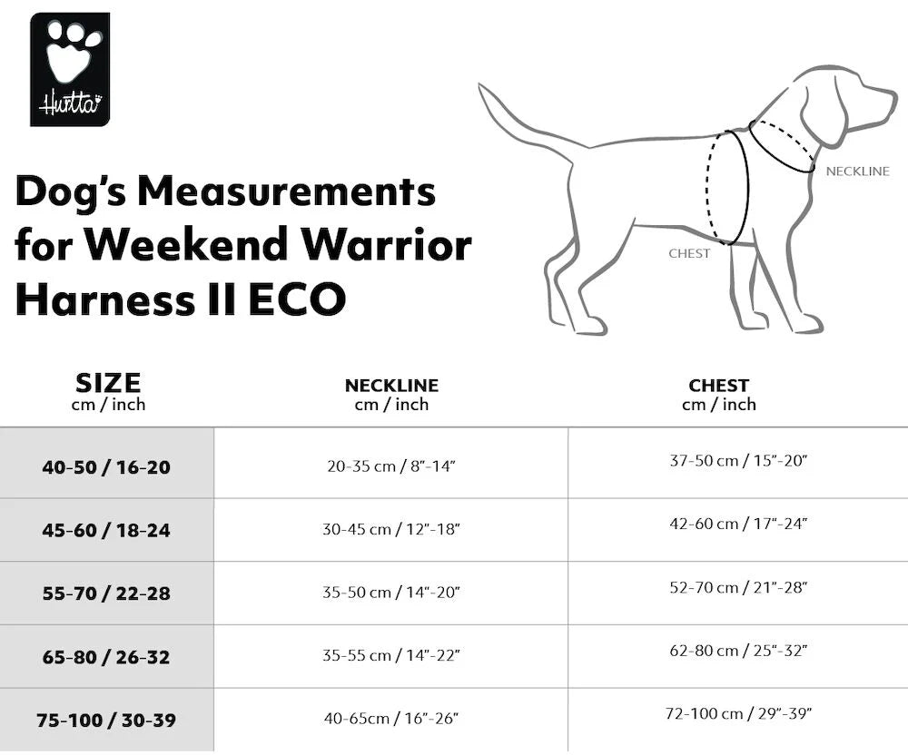 Hurtta Weekend Warrior II ECO Dog Harness Raven 5 Sizes