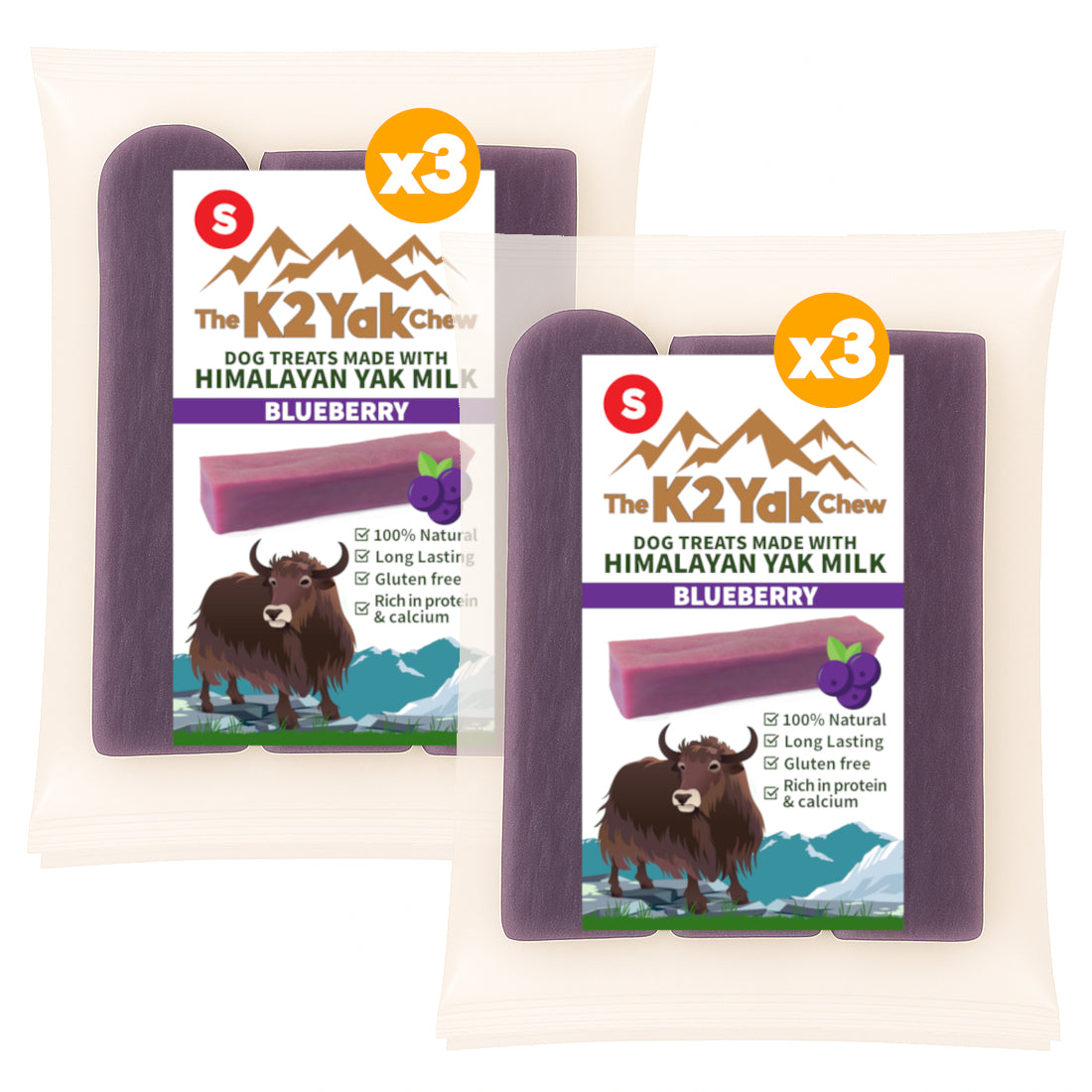 K2 Yak Chews Dog Treats Blueberry Small