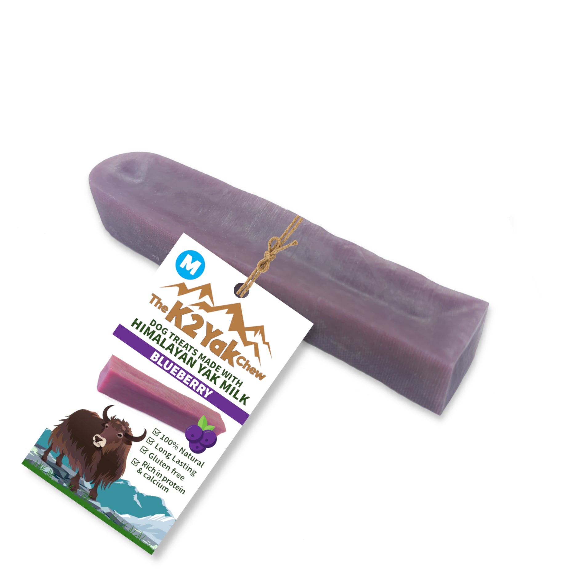 K2 Yak Chews Dog Treats Blueberry Medium