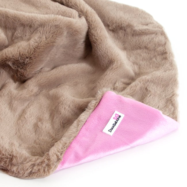 Doodlebone Faux Fur Dog Blanket Beige/Pink