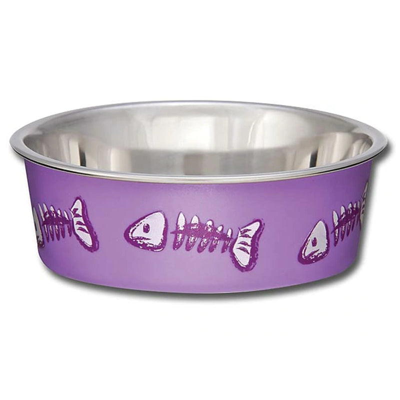 Loving Pets Cat Bella Bowls Fish Skeleton Purple X-Small