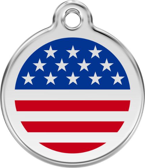 Red Dingo Enamel Dog & Cat ID Tags USA Stars & Stripes Flag