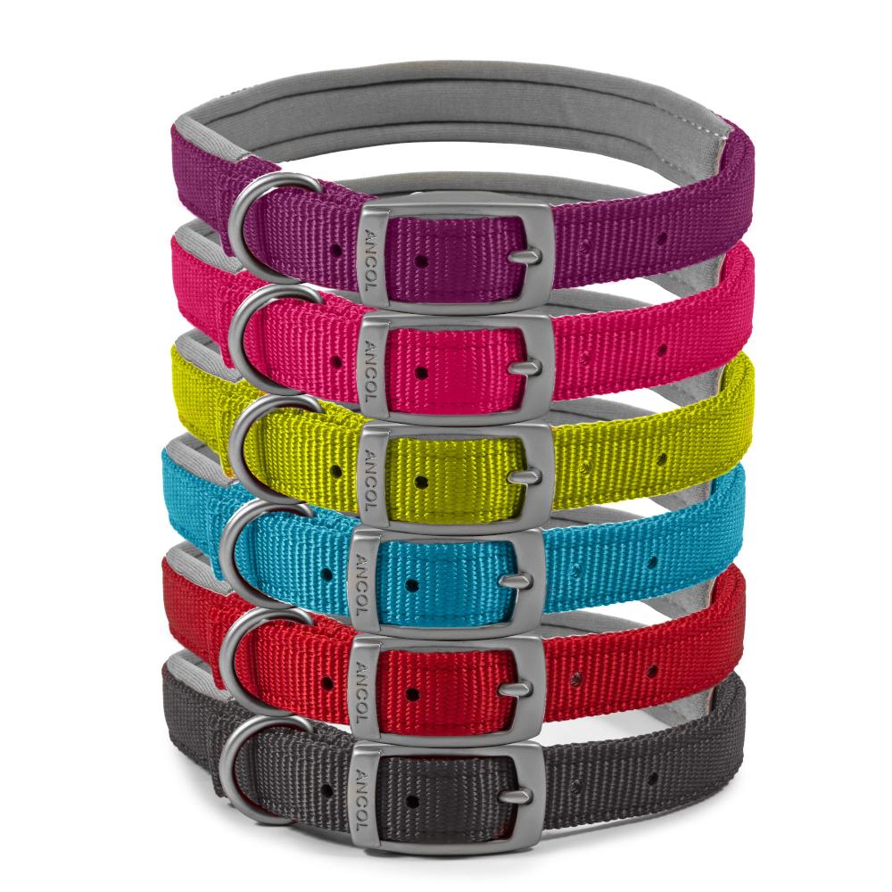 Ancol Viva Dog Collars Buckle Nylon Neoprene Padded Purple 5 Sizes