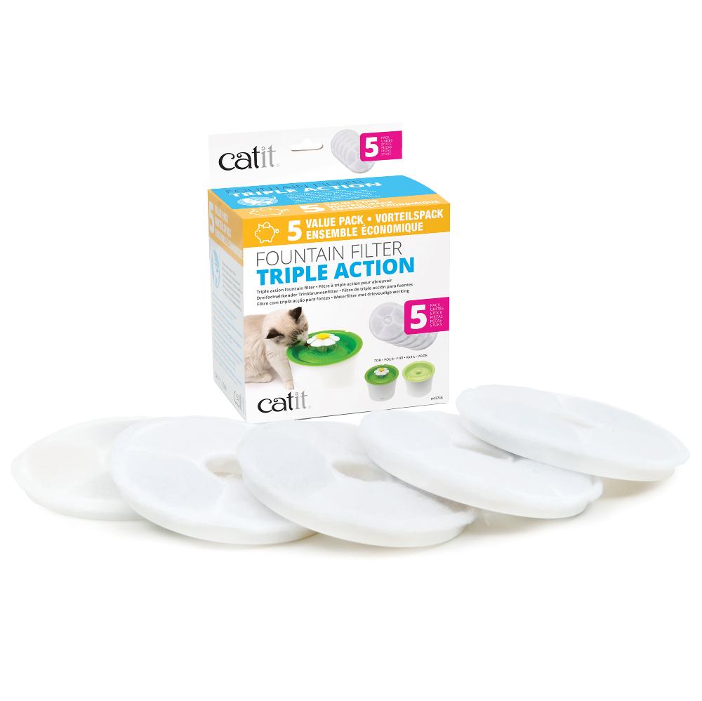 Catit Flower Fountain Triple Action Replacement Filters Pack of 5