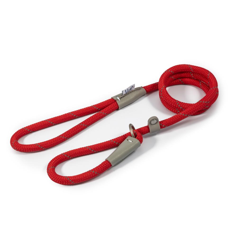 Ancol Viva Dog Rope Slip Lead Reflective Weave Red 4 Sizes